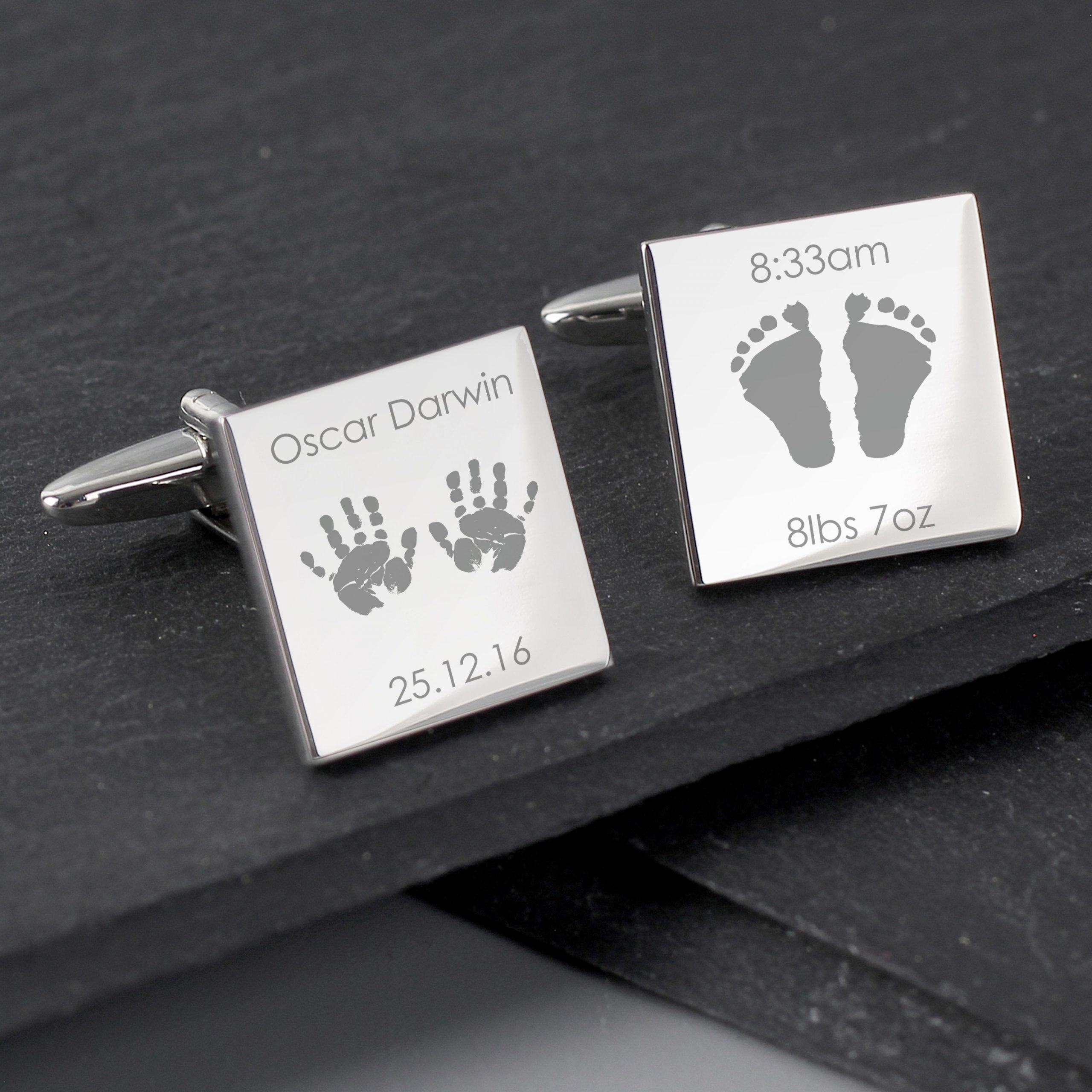 Personalised Hands and Feet New Baby Square Cufflinks