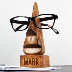 Personalised Name Only Wooden Nose-Shaped Glasses Holder